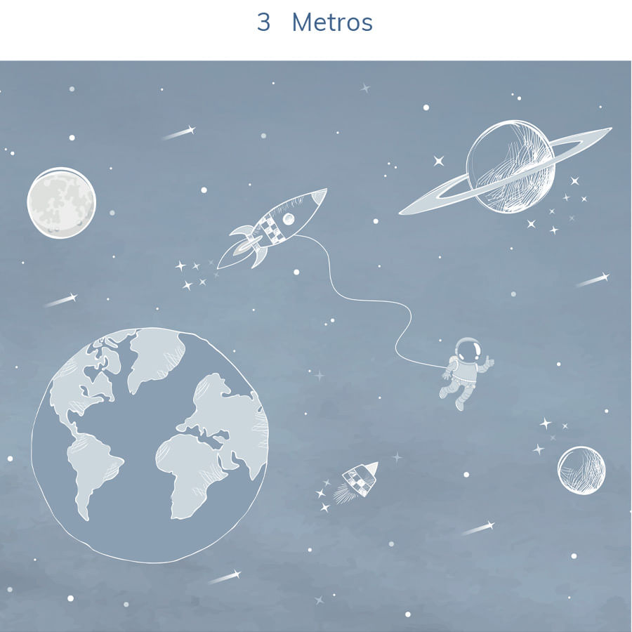 Papel de Parede Infantil Astronauta no Espaço Azul Clássico - Mural