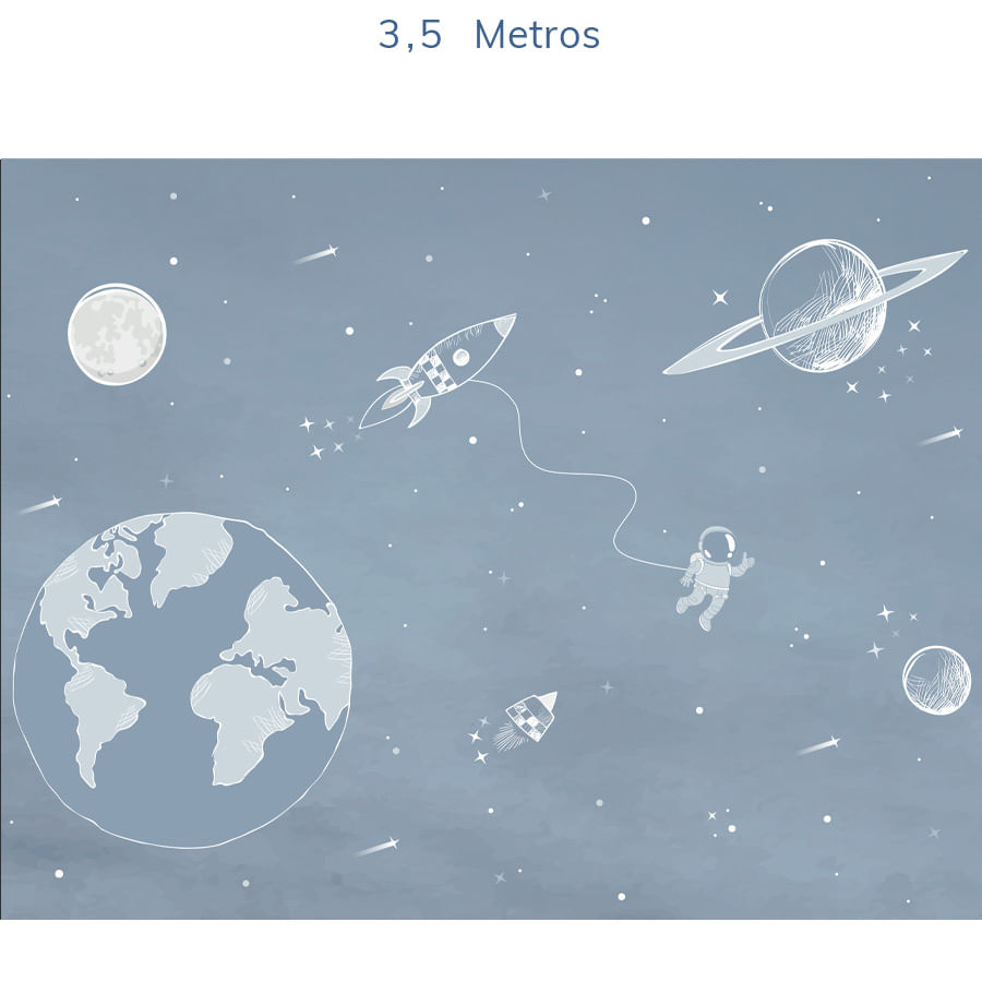 Papel de Parede Infantil Astronauta no Espaço Azul Clássico - Mural