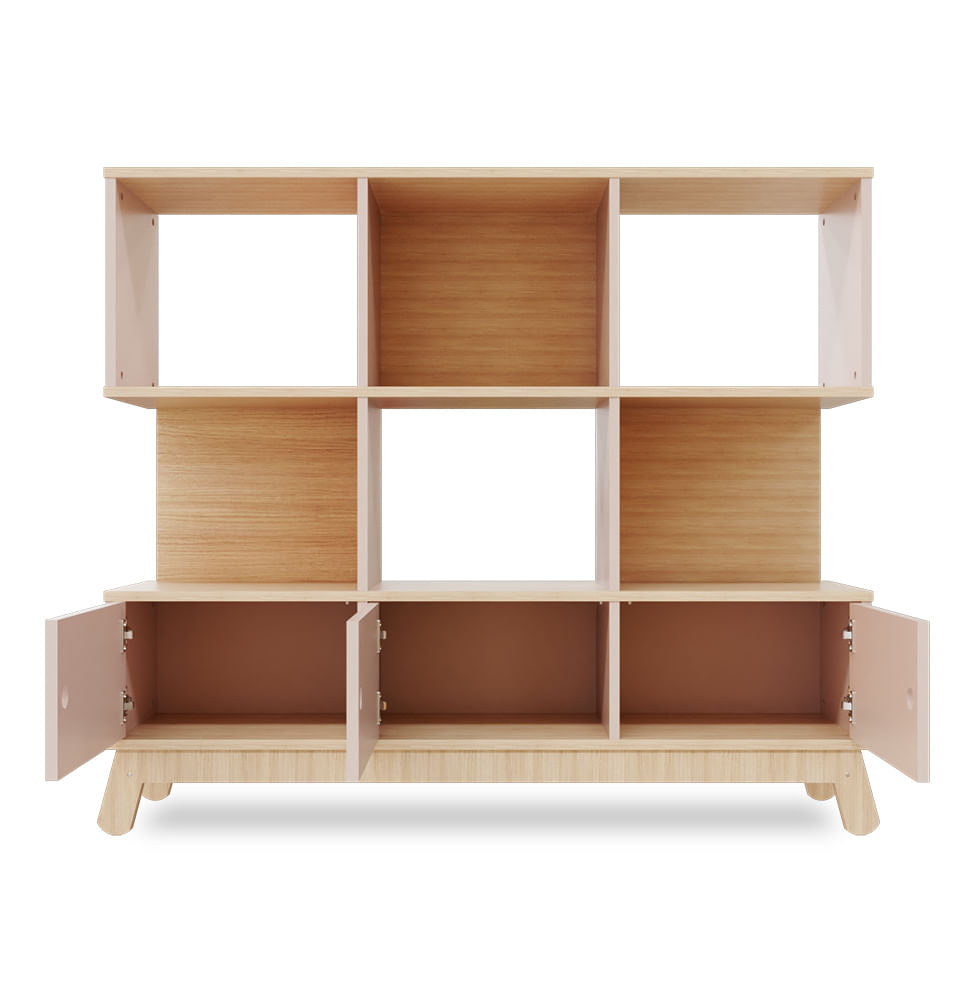 Estante Papaya Rosa Old e Carvalho