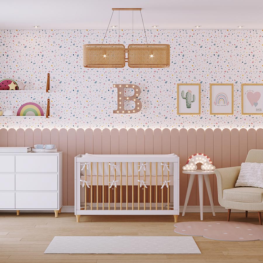 Papel de Parede Infantil Granilite Rosa