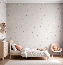 Papel de Parede Infantil Coração Aquarela Color