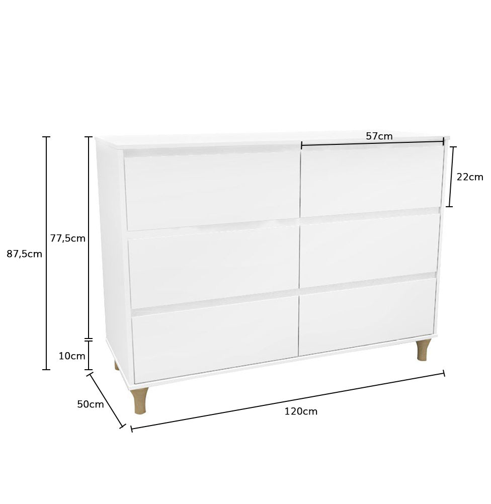 Cômoda de Bebê Haus Branco com Carvalho