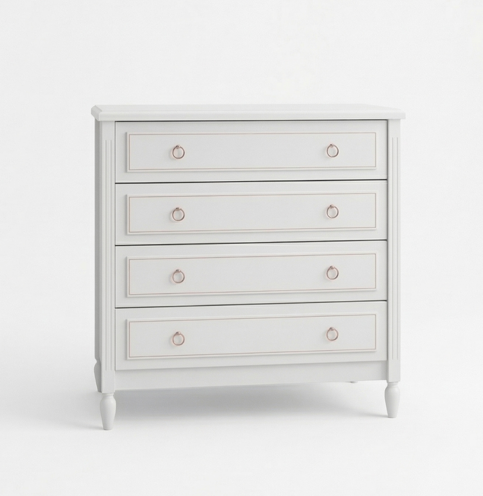 Cômoda de Bebê La Vie Branco Provençal 4 Gavetas