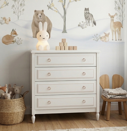 Cômoda de Bebê La Vie Branco Provençal 4 Gavetas