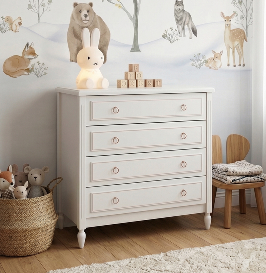 Cômoda de Bebê La Vie Branco Provençal 4 Gavetas