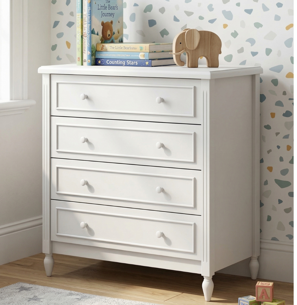 Cômoda de Bebê La Vie Branco Fosco 4 Gavetas