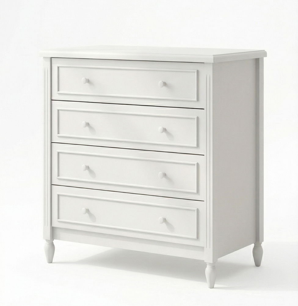 Cômoda de Bebê La Vie Branco Fosco 4 Gavetas