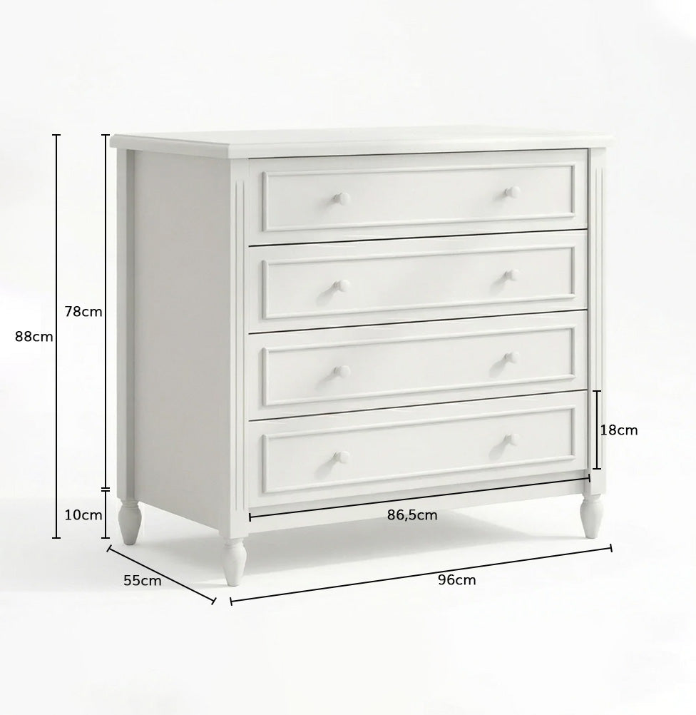 Cômoda de Bebê La Vie Branco Fosco 4 Gavetas