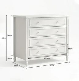 Cômoda de Bebê La Vie Branco Fosco 4 Gavetas