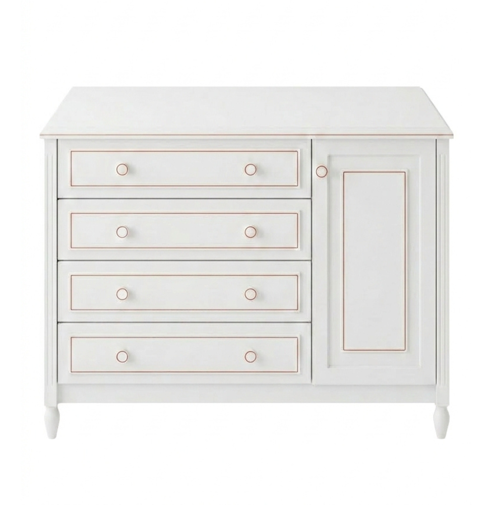 Cômoda de Bebê La Vie Branco Provençal 4 Gavetas e Porta