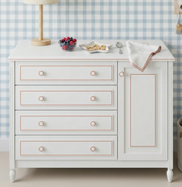 Cômoda de Bebê La Vie Branco Provençal 4 Gavetas e Porta