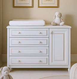 Cômoda de Bebê La Vie Branco Provençal 4 Gavetas e Porta