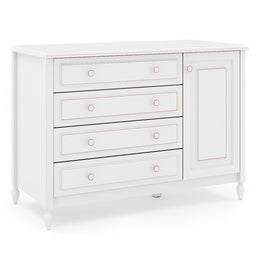 Cômoda de Bebê La Vie Branco Provençal 4 Gavetas e Porta
