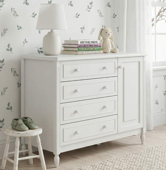 Cômoda de Bebê La Vie Branco Fosco 4 Gavetas e Porta
