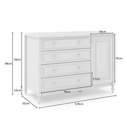 Cômoda de Bebê La Vie Branco Fosco 4 Gavetas e Porta