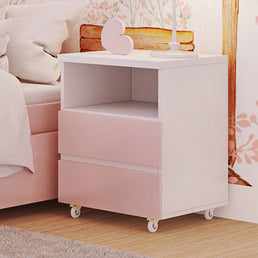 Mesa de Apoio Up 2 Gavetas Rosa Claro