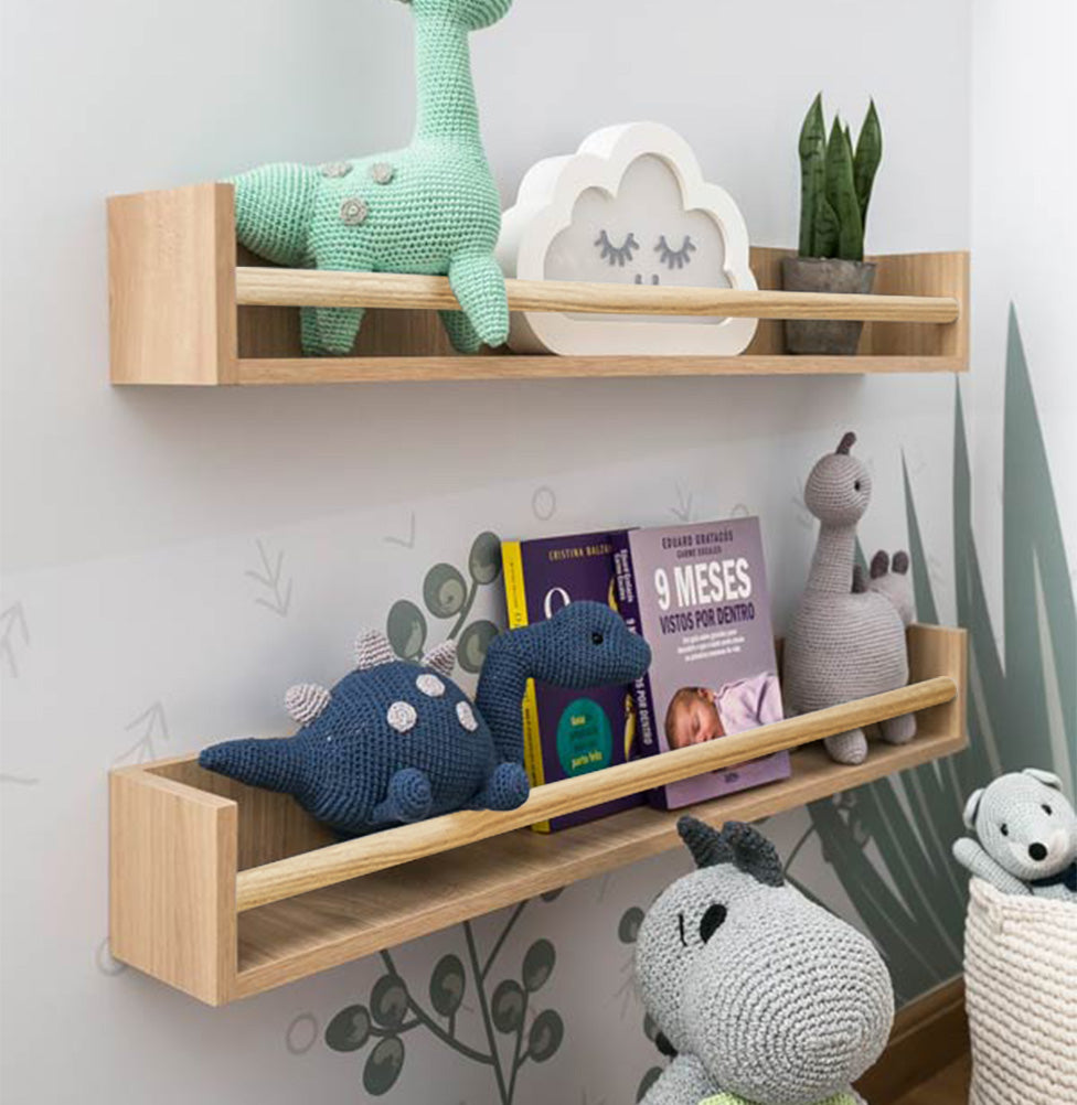 Prateleira de Livro Up 90cm Carvalho e Branco