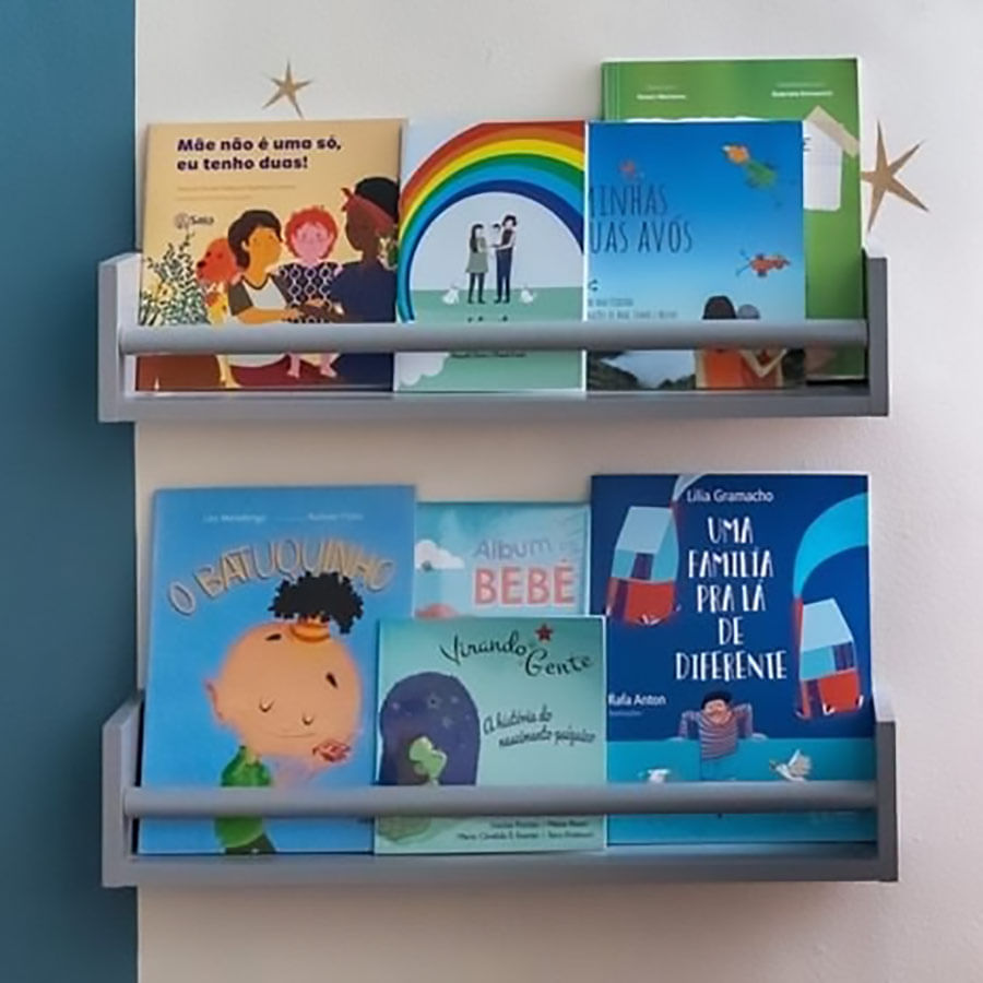 Prateleira de Livro Up 60cm Cinza