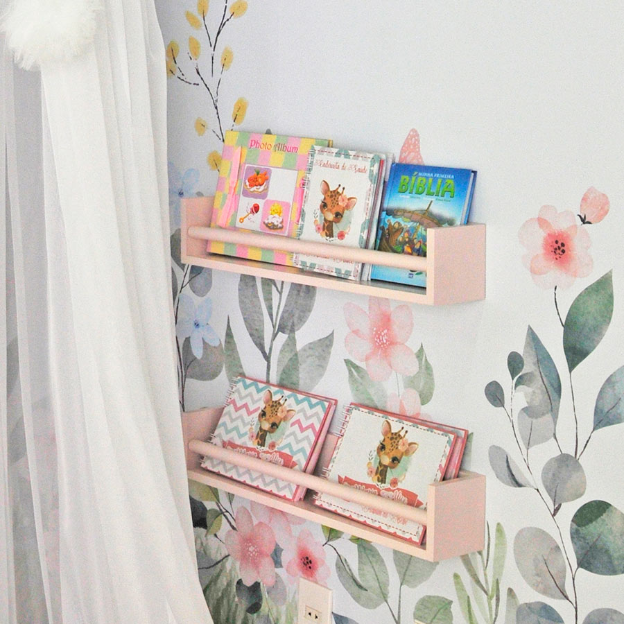 Prateleira de Livro Up 60cm Rosa