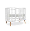 Berço Oval Slim 4 em 1 Branco com Pé Madeira