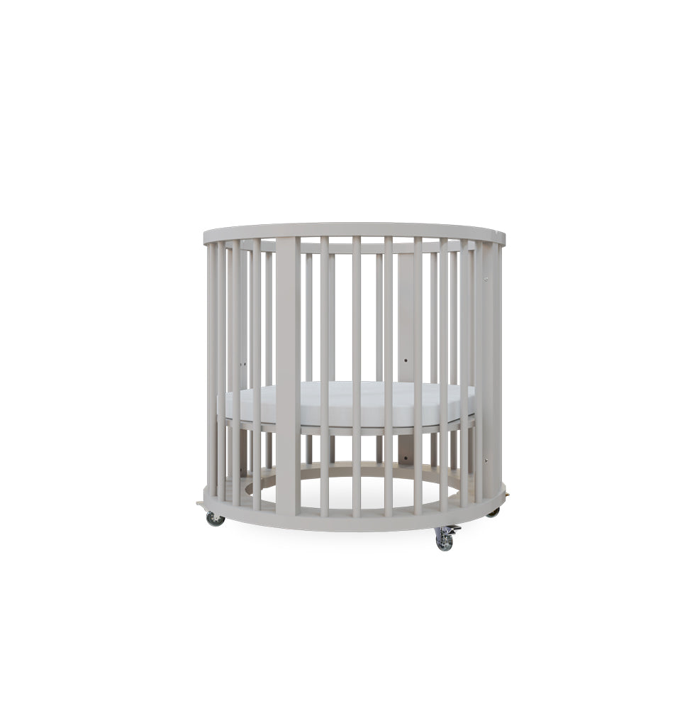 Berço Oval Slim 4 em 1 Cinza com Pé Madeira