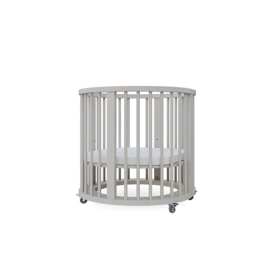 Berço Oval Slim 4 em 1 Cinza com Pé Madeira