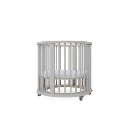 Berço Oval Slim 4 em 1 Cinza com Pé Madeira