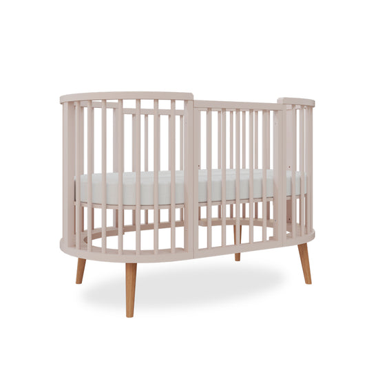 Berço Oval Slim 4 em 1 Rosa Old com Pé Madeira
