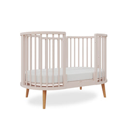 Berço Oval Slim 4 em 1 Rosa Old com Pé Madeira