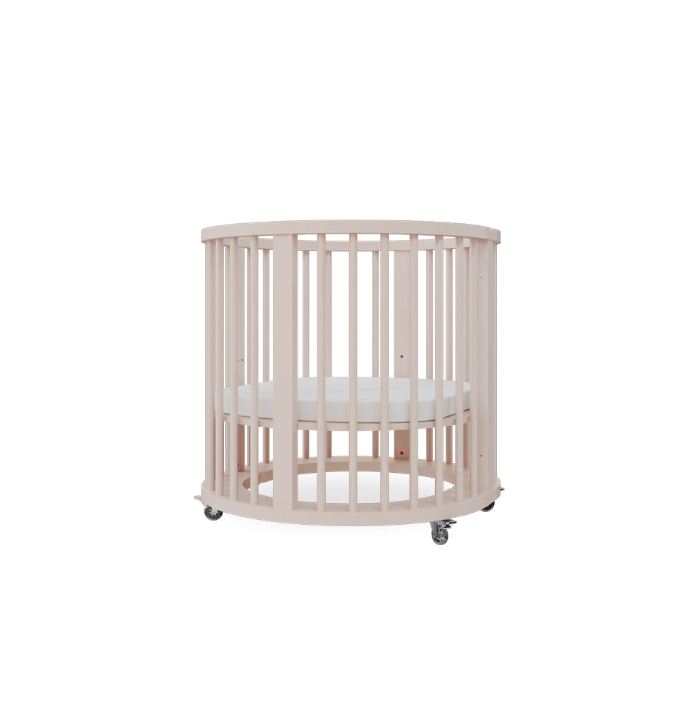 Berço Oval Slim 4 em 1 Rosa Old com Pé Madeira