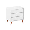 Cômoda de Bebê Oval Slim 3 Gavetas Branco e Pé Madeira