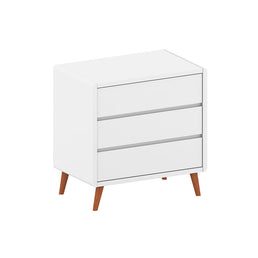 Cômoda de Bebê Oval Slim 3 Gavetas Branco e Pé Madeira