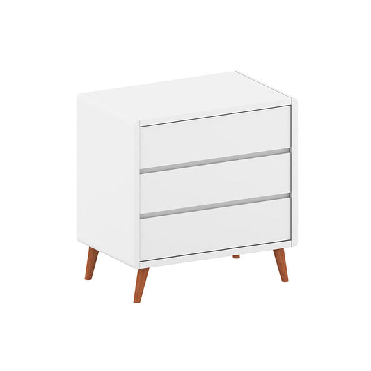 Cômoda de Bebê Oval Slim 3 Gavetas Branco e Pé Madeira