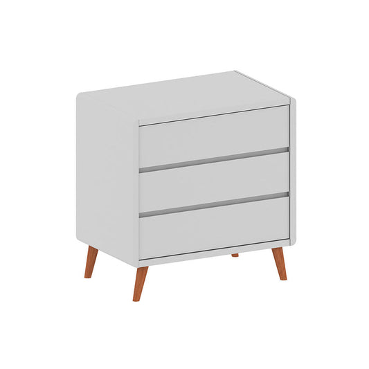 Cômoda de Bebê Oval Slim 3 Gavetas Cinza e Pé Madeira