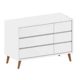 Cômoda de Bebê Oval Slim com Porta Branco e Pé Madeira