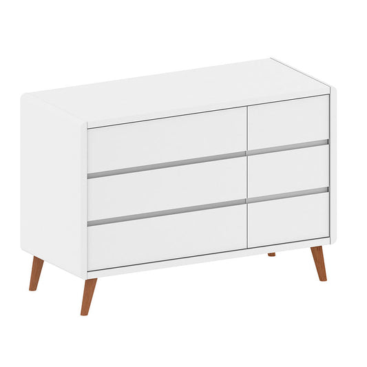 Cômoda de Bebê Oval Slim com Porta Branco e Pé Madeira
