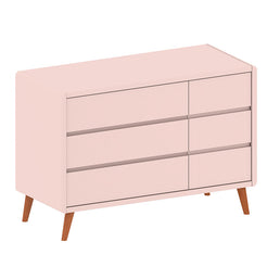 Cômoda de Bebê Oval Slim com Porta Rosa Old e Pé Madeira