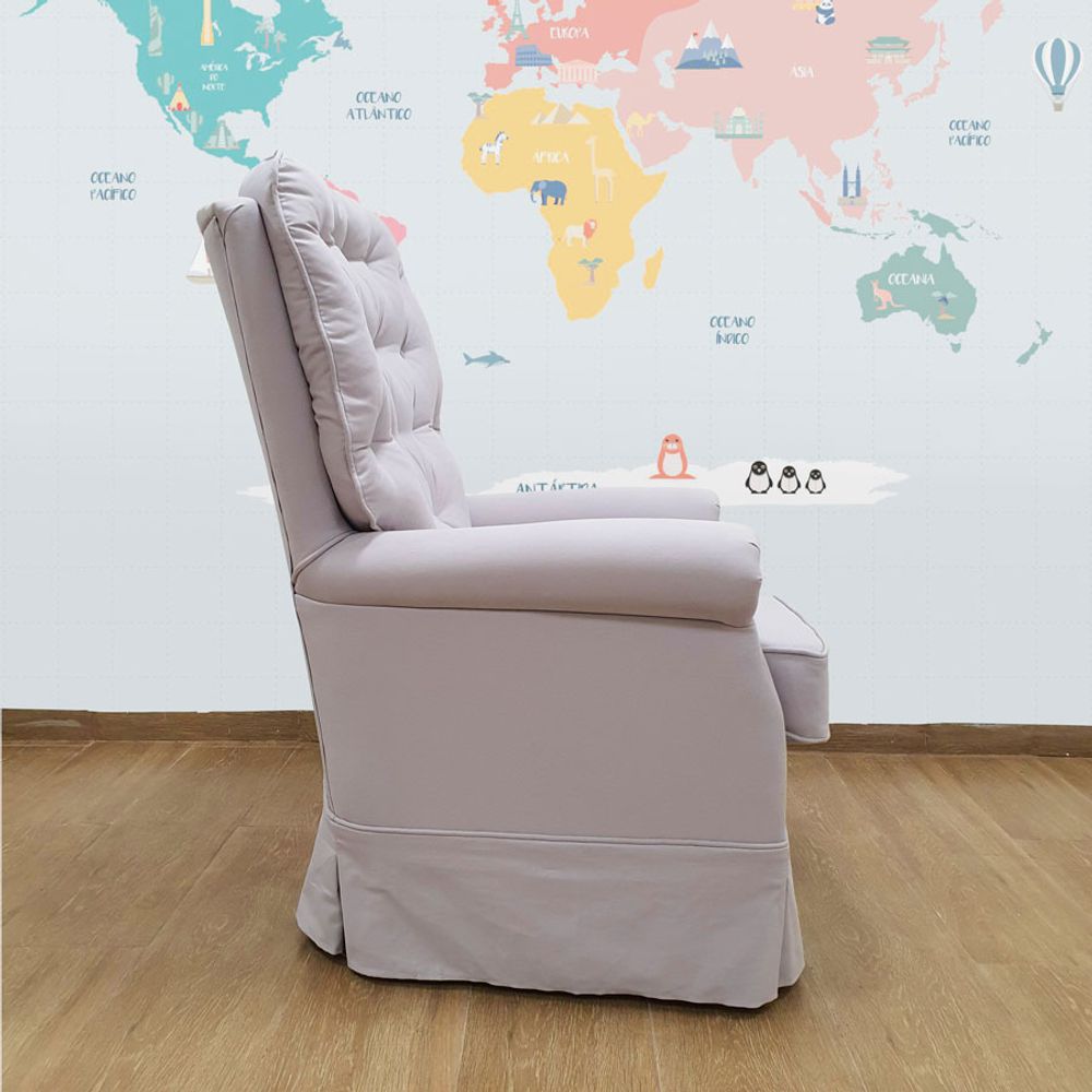 Poltrona de Amamentação Luna Giro Balanço e Puff - Cinza