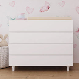 Cômoda de Bebê Haus Nature 4 Gavetas Branca 110cm