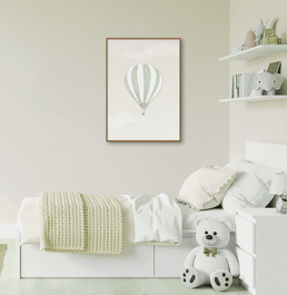 Quadro Infantil Balão no Céu Verde - Vertical