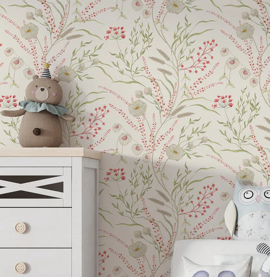 Papel de Parede Infantil Floral Secrets - Rosa