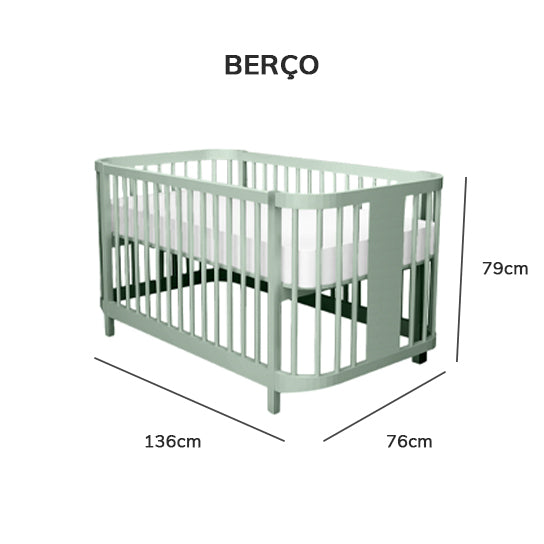 Berço Raika 3 em 1 - Verde Jardim