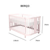 Berço Raika 3 em 1 - Rosa Claro