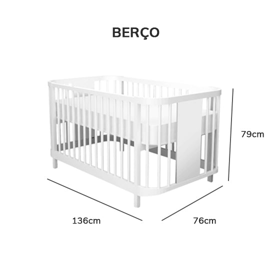 Berço Raika 3 em 1 - Branco