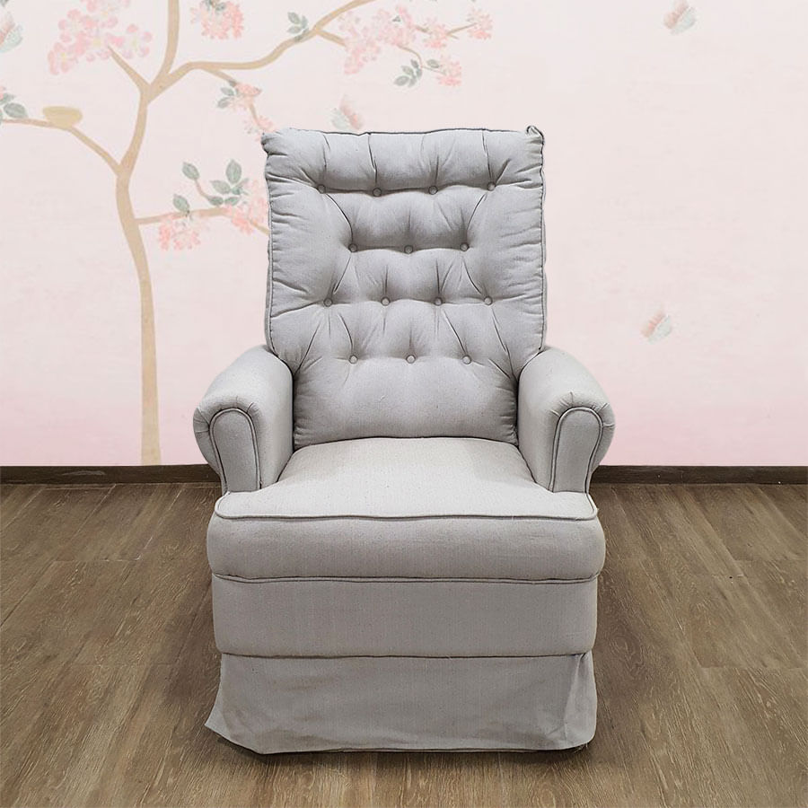 Poltrona de Amamentação Ninho com Puff e Balanço Linho Bege