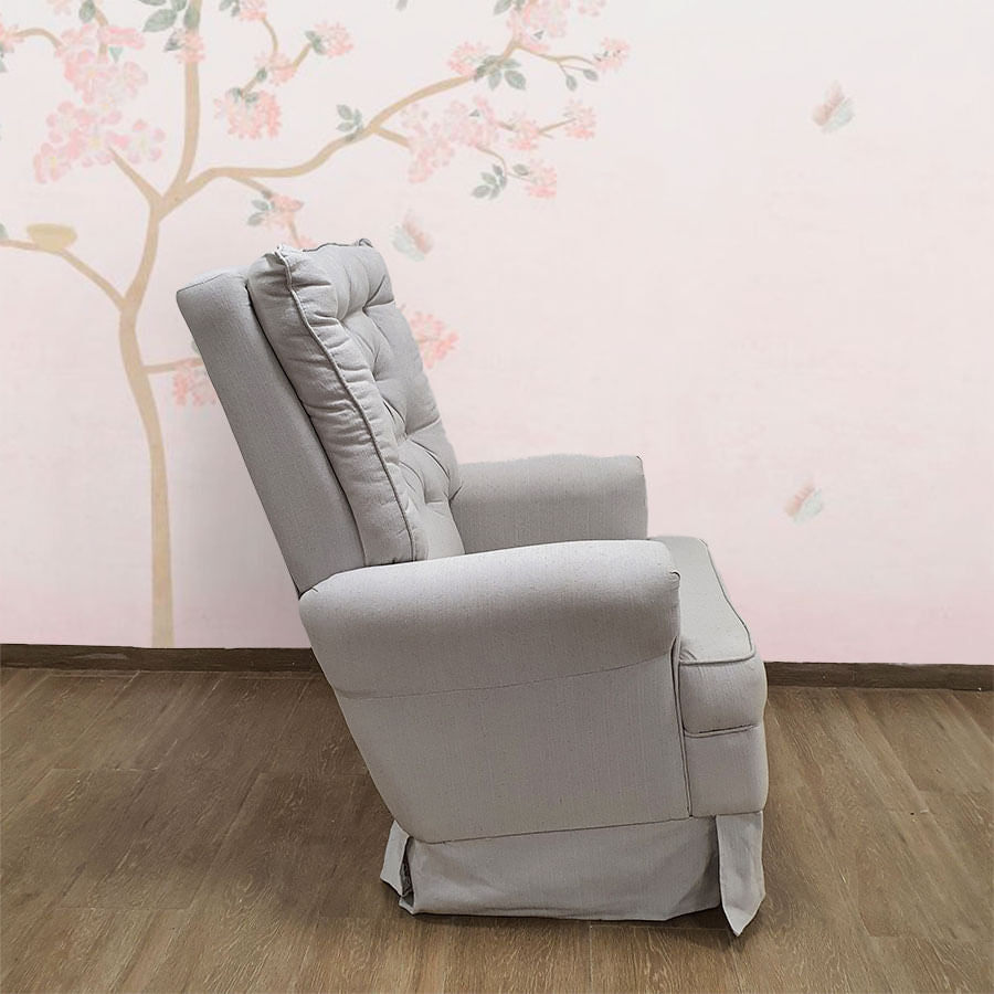 Poltrona de Amamentação Ninho com Puff e Balanço Linho Bege