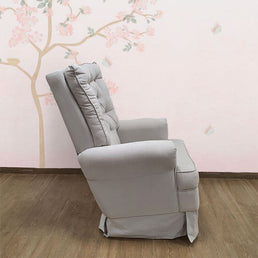 Poltrona de Amamentação Ninho com Puff e Balanço Linho Bege