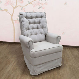 Poltrona de Amamentação Ninho com Puff e Balanço Linho Bege