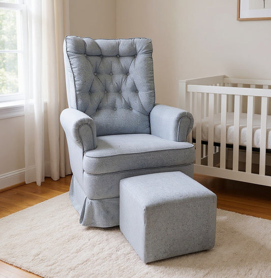 Poltrona de Amamentação Ninho com Puff e Balanço Linho Cinza