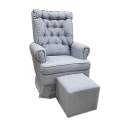 Poltrona de Amamentação Ninho com Puff e Balanço Linho Cinza